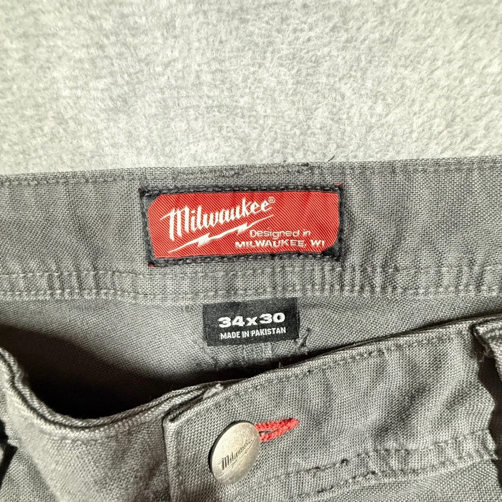 Milwaukee M650 Work Pant Mens 34x30 Gray Utility Carpenter Canvas Trousers